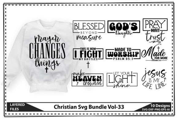 Christian Svg Bundle Vol-33: T-Shirt Designs for Publishers