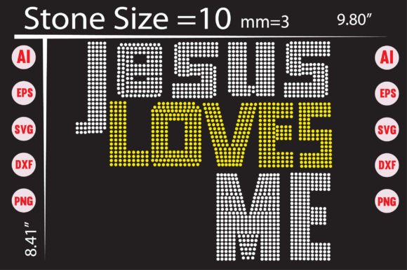 Jesus Loves Me Rhinestone Templates for T-Shirt Designs