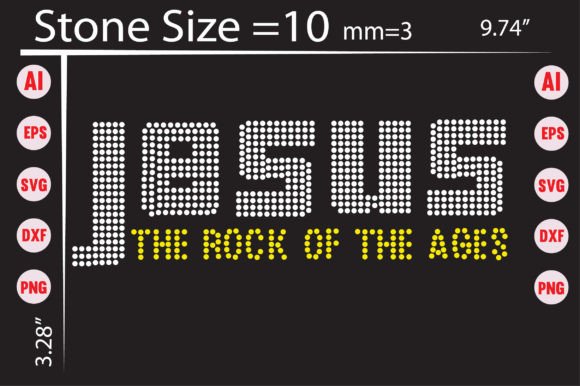 Jesus the Rock of the Ages Rhinestone: T-Shirt Designs