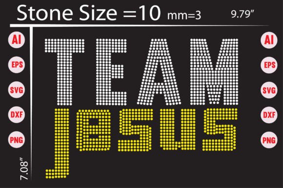 Team Jesus Rhinestone Templates Design for T-Shirt Projects